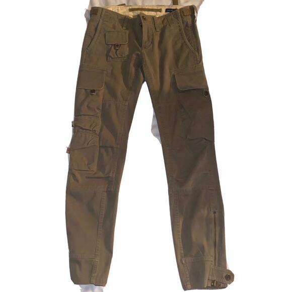 Ralph Lauren Military Cargo Pants Women‎ Size 4 Faded Khaki Greenish Skinny - Picture 1 of 16
